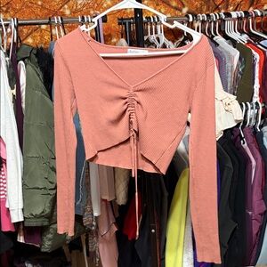 Stylish Ruched Crop Top in Coral